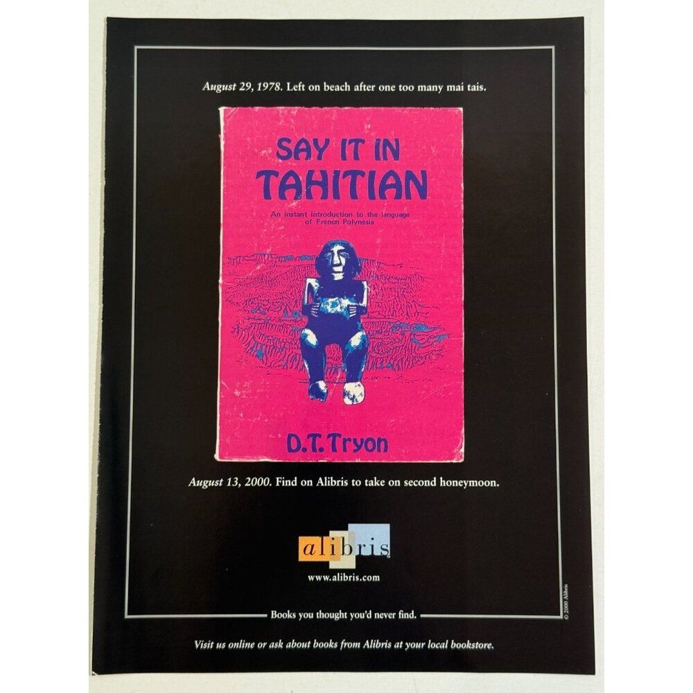 Vintage 2000 Say it in Tahitian Alibris Book Tiki Advertisement Print Ad